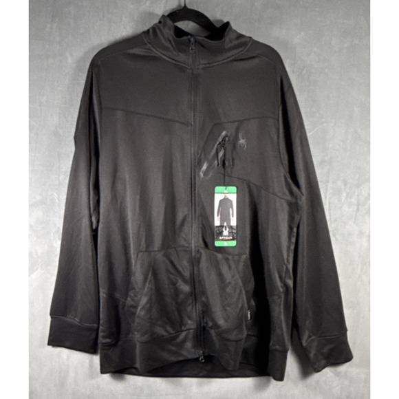 Spyder Active Mens Athletic NWT Jacket Prow-B Full Zip Black‎ Lightweight Sz XL - Picture 1 of 7